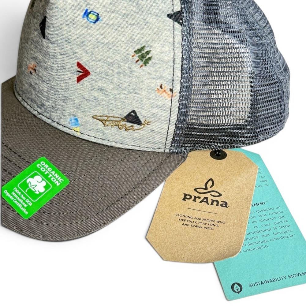 Prana La Vita Trucker Hat‎ Granite Vibes Grey Organic Cotton Camp Hike Gorpcore